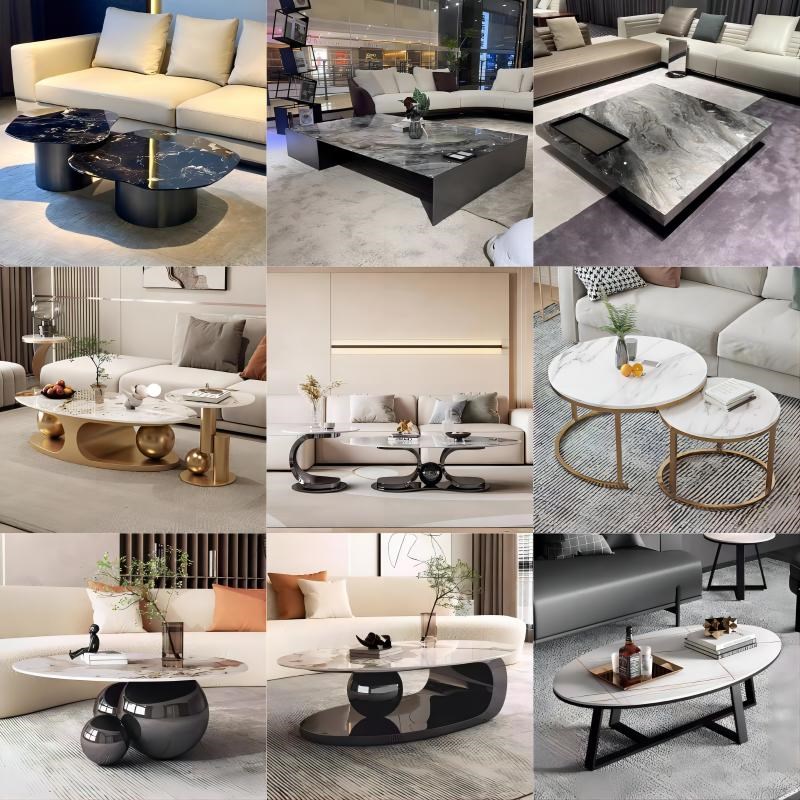 轻奢不锈钢茶几支脚架子底座家用客E厅大理石岩板奢石边几角几支