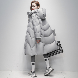 时尚潮牌泡芙白鹅绒羽绒服女中长款2025新款防寒保暖超火冬装外套