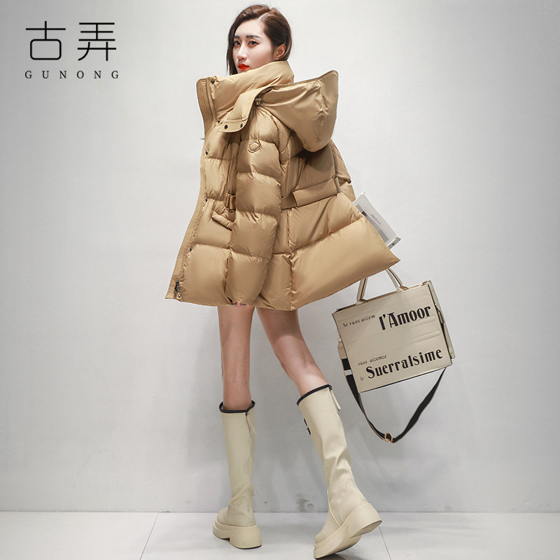 商场同款白鸭绒羽绒服女中长款小个子时尚洋气修身显瘦气质超好看