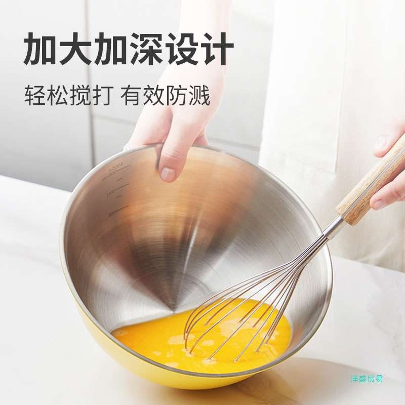 HNXM196304食品级不锈钢盆家用厨房烘焙搅拌和面打蛋盆蔬菜沙拉碗