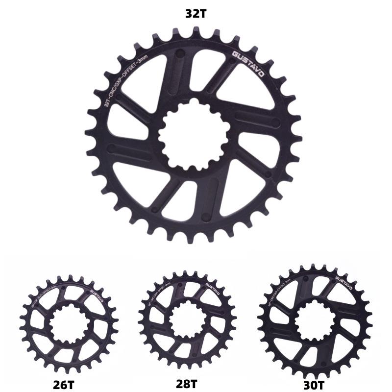 GUSTAVO山地车单盘GXP直装正负齿圆盘 盘片26,28, 30,32T偏移3mm