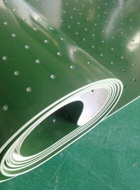 电子行业冲吸风孔输送带 绿色PVC打孔输送带流水线输送带