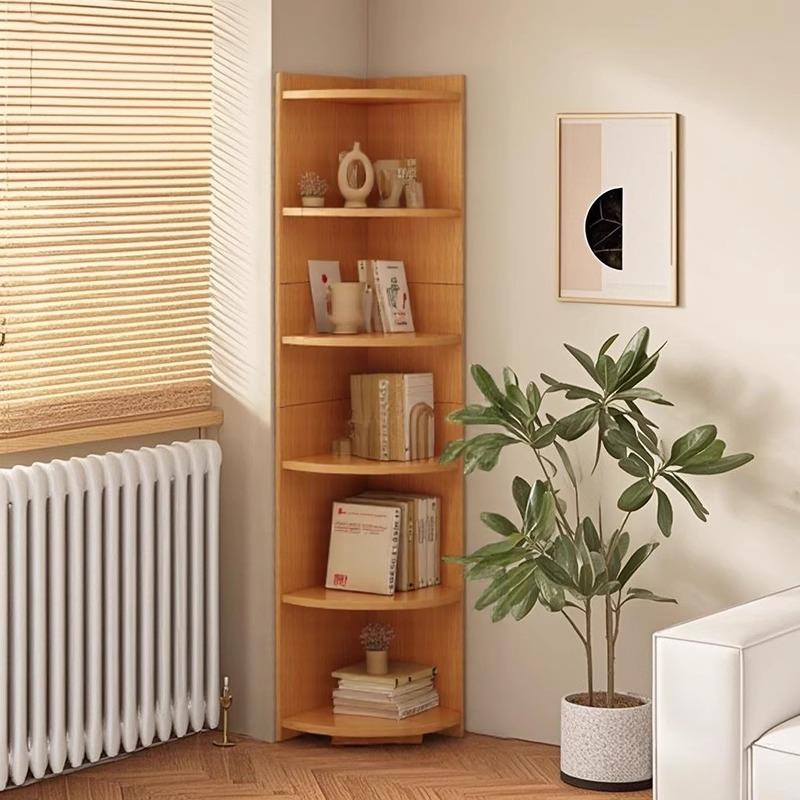 转角书架客厅落地置物架简约多层收纳书柜一体靠墙放书窄缝储物柜