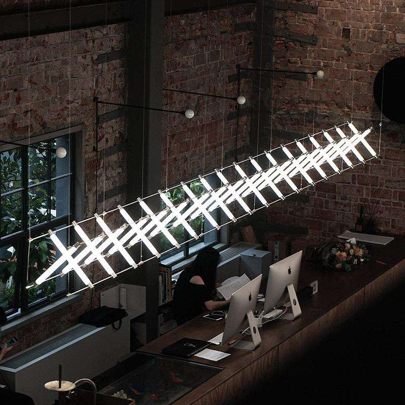 北欧现代长条吧台餐厅组合吊灯设计师办公室工作室展厅商铺马扎灯