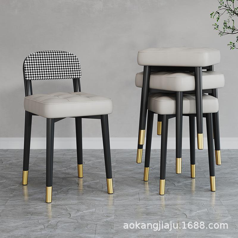 轻奢餐椅加厚家用卧室梳妆椅子可叠放餐桌凳子现代简约阳台休闲椅