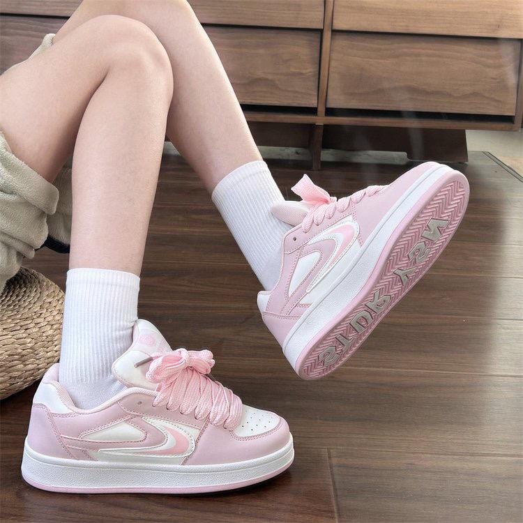 品牌多巴胺复古小闪电面包鞋ins2025春季新款板鞋百搭休闲小白鞋