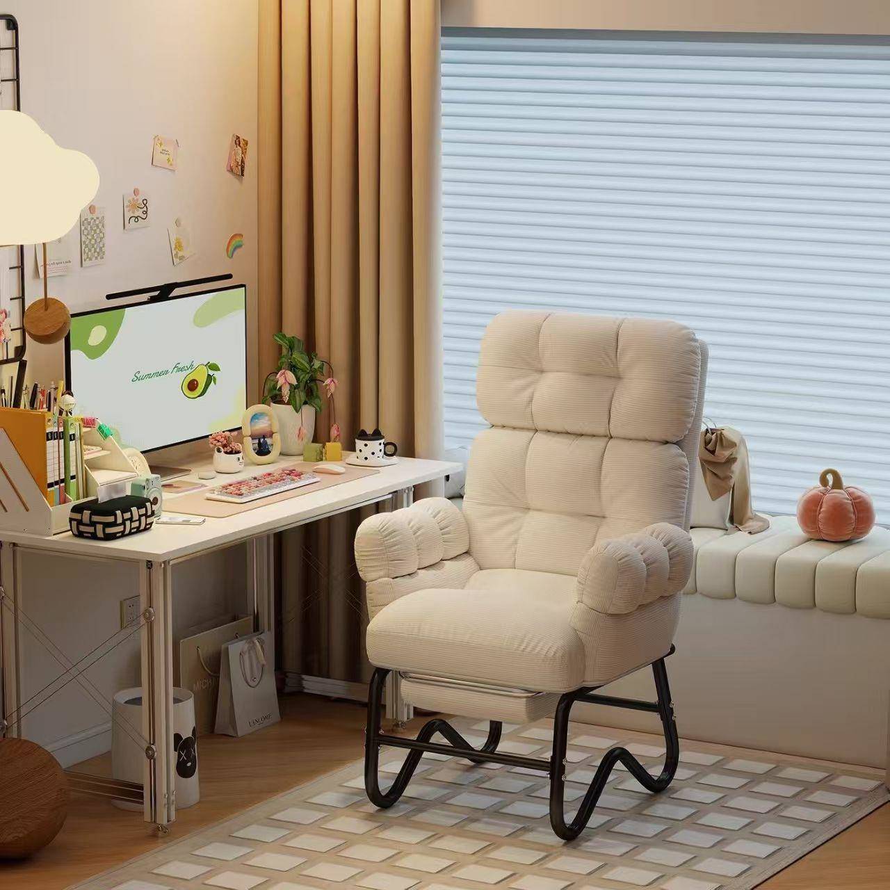 折叠躺椅午休家用休闲靠背椅子懒人沙发阳台午睡椅久坐电脑椅