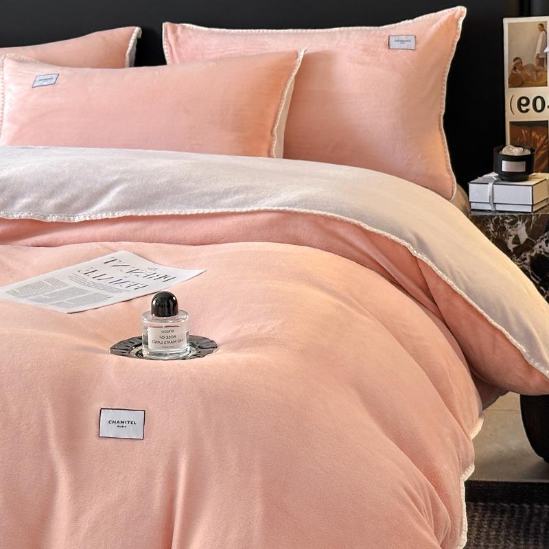 双面加厚牛奶珊瑚绒床上四件套冬季加绒被套珊瑚法兰绒面床单床品