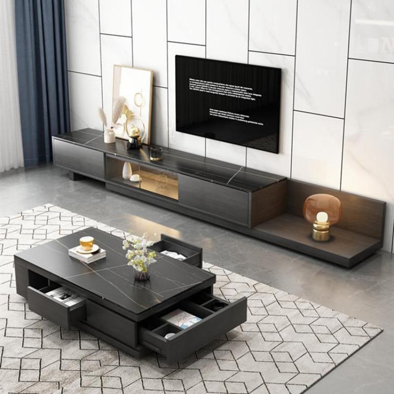 客厅可伸缩茶几电视柜组合现代简约网红经典型客厅岩板茶几多功能
