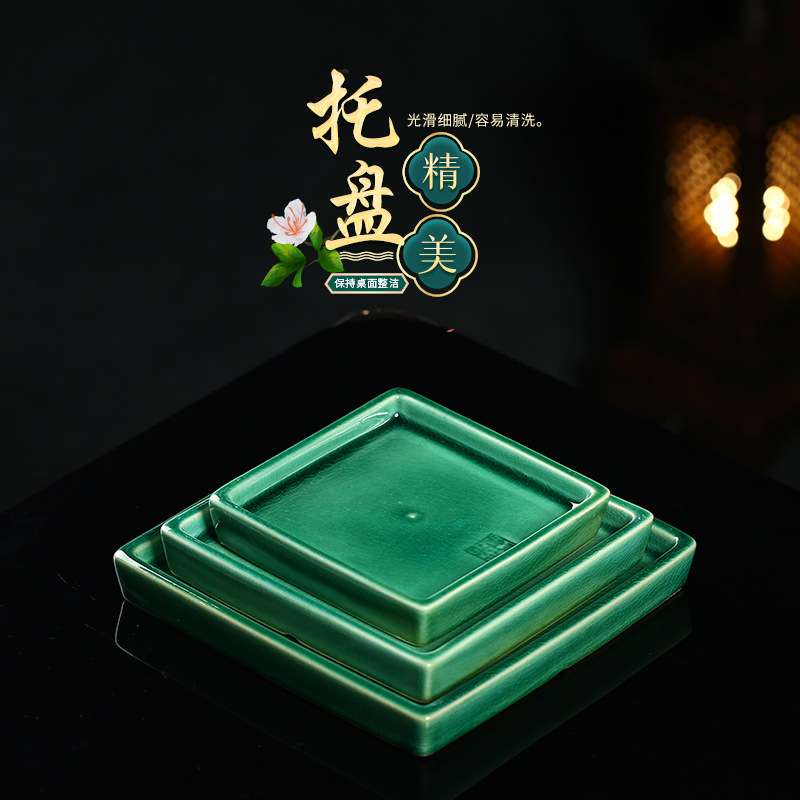 花盆托盘 紫砂盆底座方形圆形接水底盘小号特大号陶瓷托盘时尚