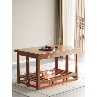 烤火桌茶几一体家用可折叠2025新款实木长方形冬季电炉取暖桌