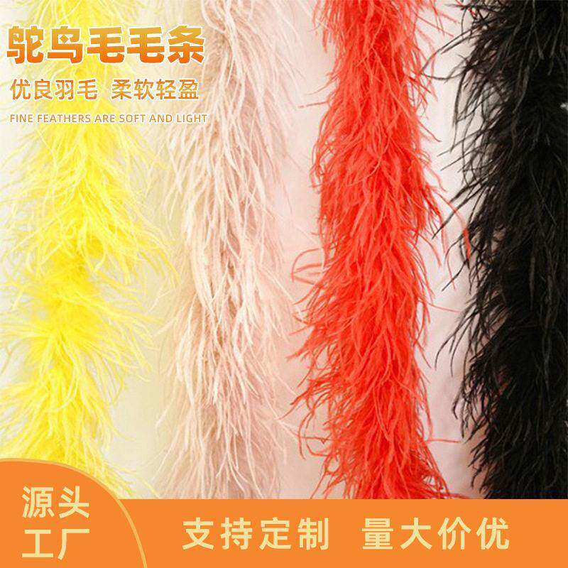 多层彩色鸵鸟毛加厚羽毛条网红拍摄真羽毛 服装裙摆辅料一条182cm