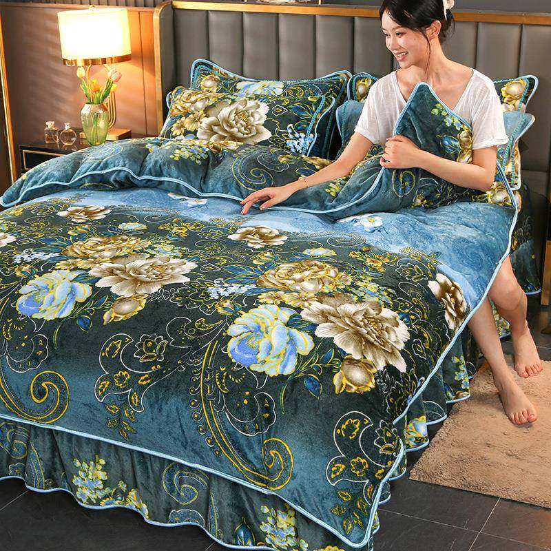 2025新款150克牛奶金貂绒法莱绒保暖印花四件套