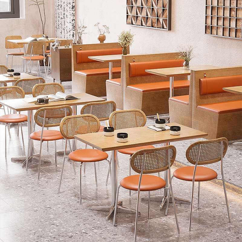 西餐厅卡座沙发组合餐饮店家具奶茶店桌椅咖啡厅桌子餐厅藤编餐椅