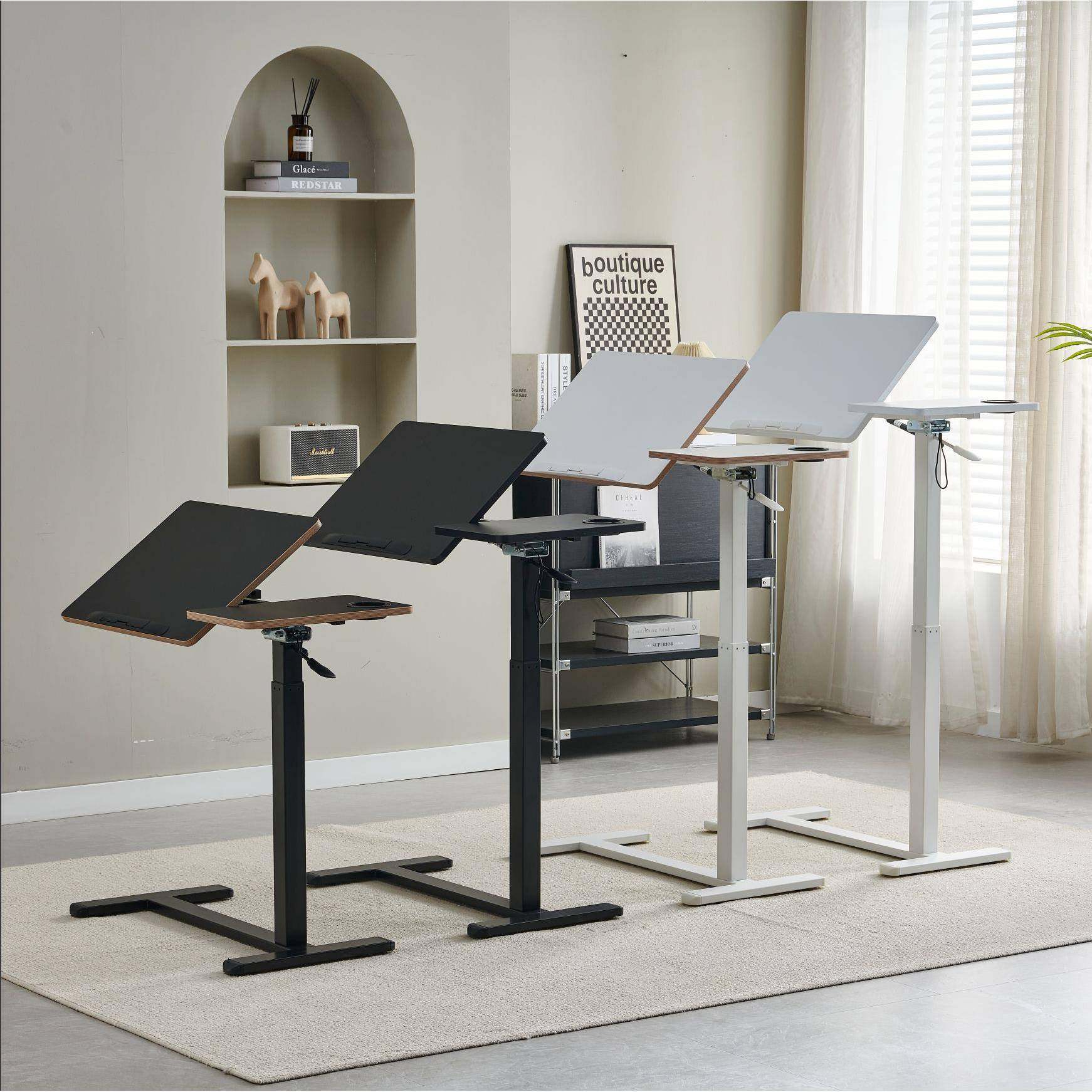 家用床边气动升降桌可折叠桌面沙发边小桌子可自由调节高度办公桌