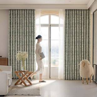 装 饰窗帘个性 饰穿杆窗纱窗帘 绿花鎏金岁月窗帘客厅卧室装 1PC新款