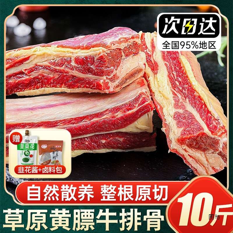 原切黄膘牛排骨2500g牛肋条牛仔骨草饲散养新鲜生牛肉生鲜
