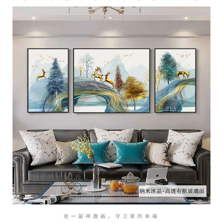 中式装饰画客厅墙面挂画卧室三联画简约沙发背景画餐厅画一件代发