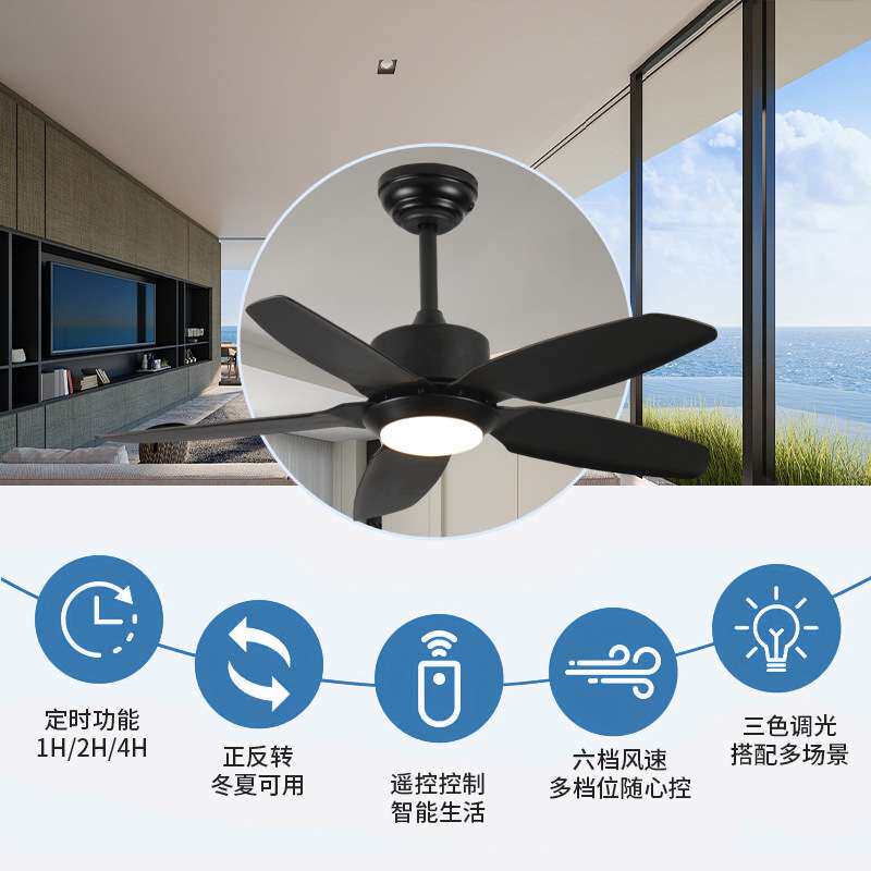 风扇灯中山灯具现代简约吊扇灯智能客厅风扇灯大灯电扇一体吊灯
