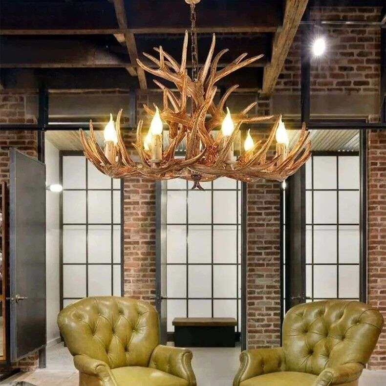 鹿角吊灯美式复古北欧客厅别墅餐厅咖啡厅网咖树脂欧式风装饰灯具