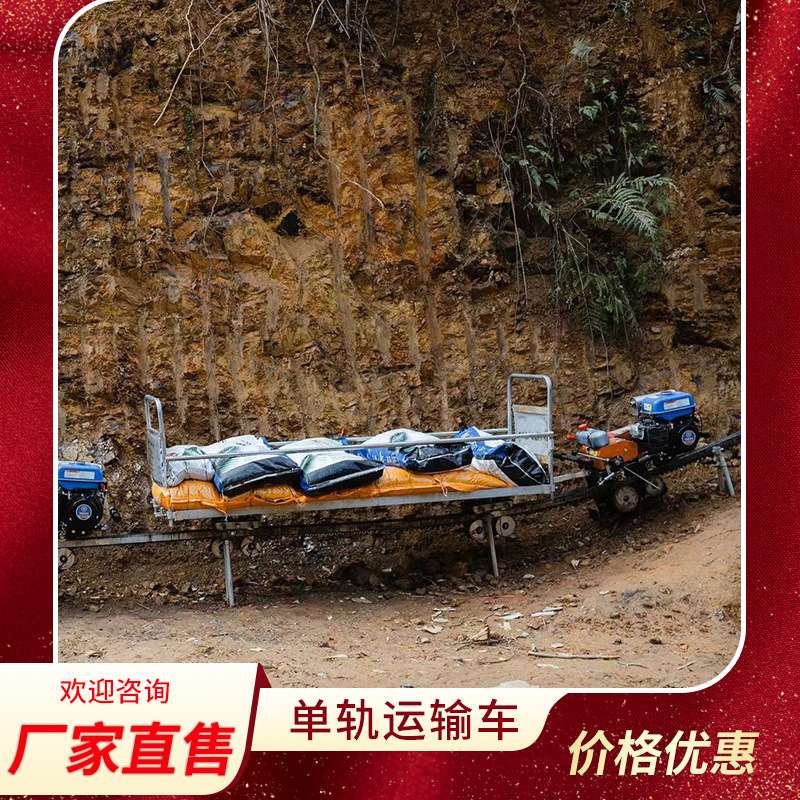 山地果园茶园单轨运输机景区货物运输单轨运输车汽油自走式轨道车