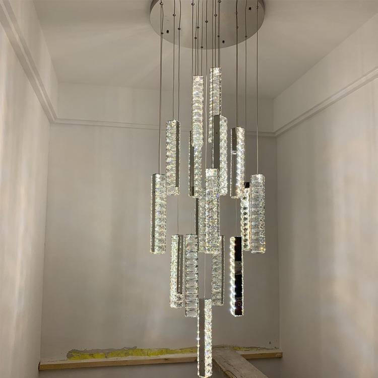 楼梯吊灯loft公寓复式轻奢别墅挑高端楼中楼客厅灯具复式楼大吊灯