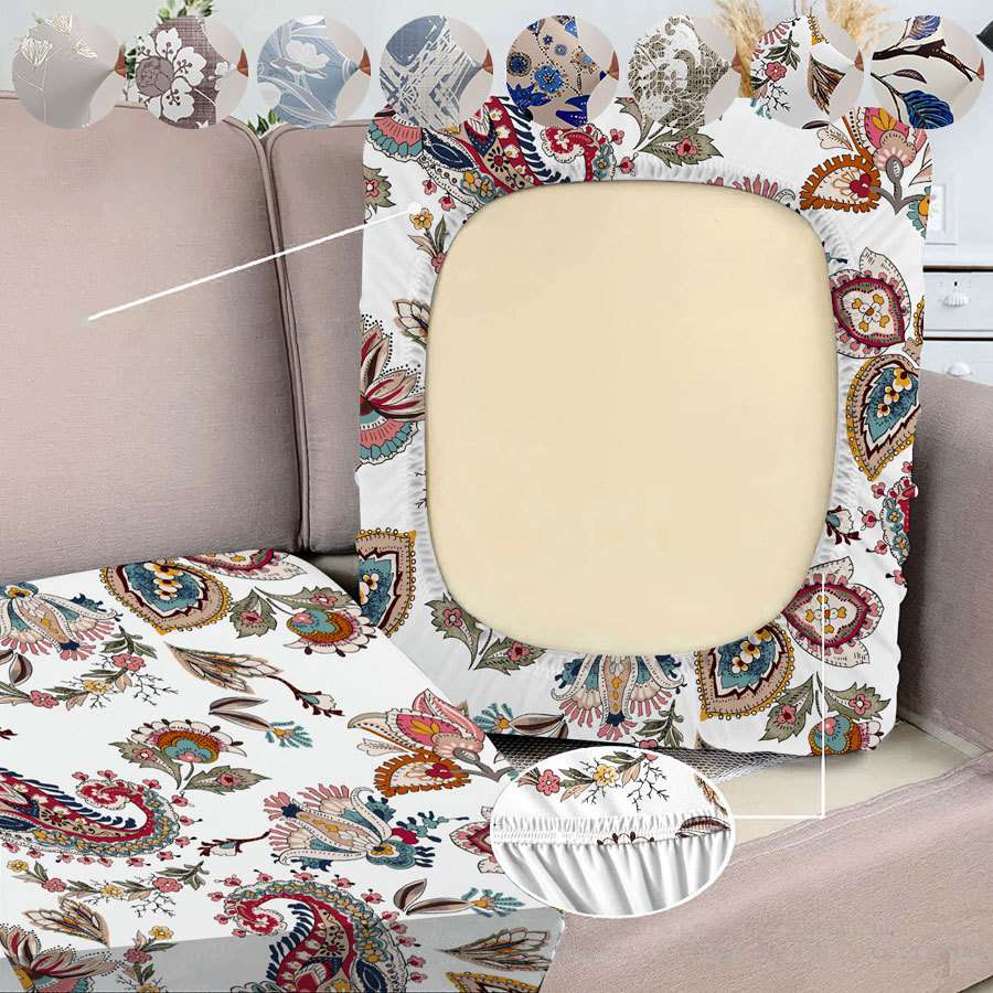 1pc 弹力印花沙发坐垫套替换椅垫沙发套柔软带弹性底部