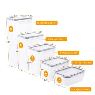 30件套长方形密封谷物塑料密封保鲜盒透明食品收纳防尘PP储物罐