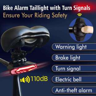 远距离遥控智能刹车感应灯自行车防水节能遥控充电防盗报警尾灯
