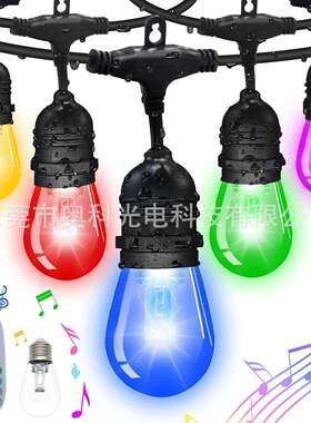 5V美规48FT S14 RGB直插灯珠15灯灯串 厂家直销户外装饰灯