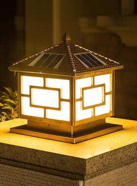 太阳能庭院灯新农村花园别墅家用户外防水柱头灯超亮围墙led照明