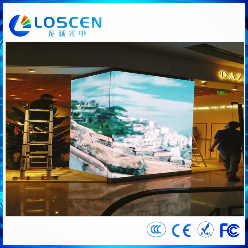 室内全彩LEDP2P2.5P3显示屏拐角屏led转角屏直角屏四方柱子屏