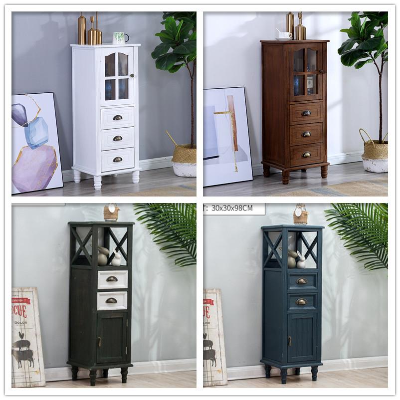 夹缝收纳柜迷你民宿客厅卧室创意边角小柜子小户型储物斗柜实木窄