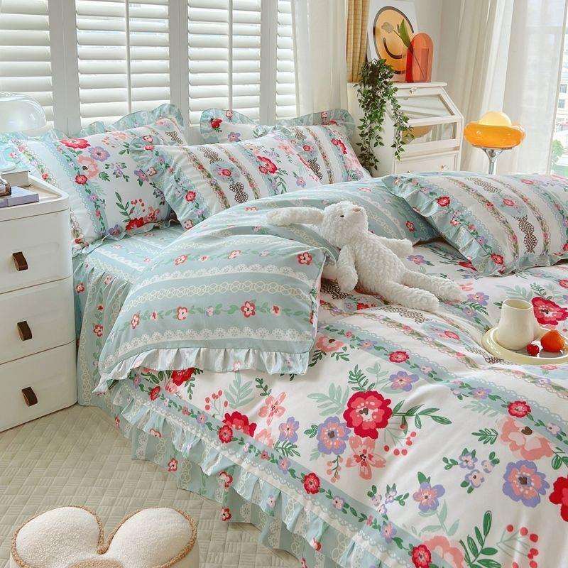 K15秋冬四季纯加厚亲肤棉四件套韩版床裙被套学生宿舍床单三件套