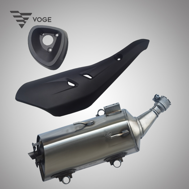 隆鑫VOGE无极机车LnX 350T原装SR4消声器排气管护罩装饰板尾盖