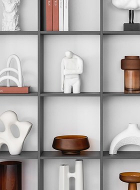 创意展厅摆件组合器软装样板间家居饰品书K柜玻璃花摆设书房售楼