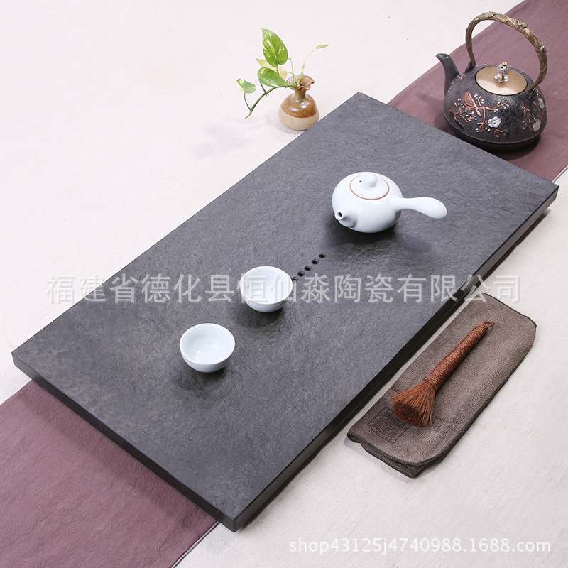 厂家直销乌金石茶盘大号单茶盘茶托盘 石制大茶台茶灶