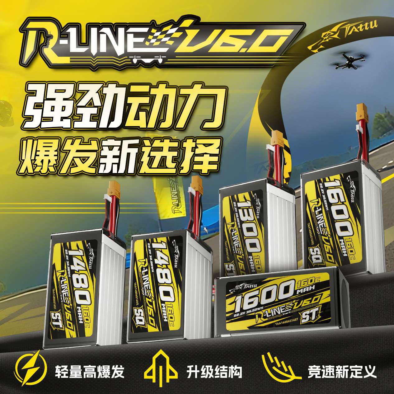 格氏格式金砖V6 1480 1600mAh 160C 6S XT60竞速穿越机FPV电池6.0 - 实物图
