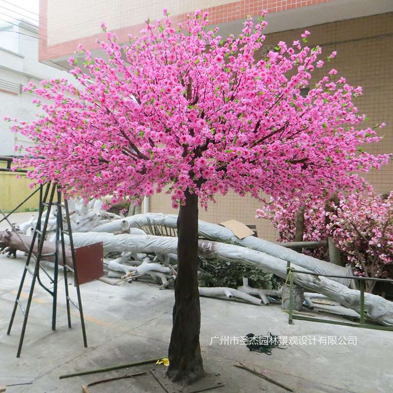 仿真桃花树节日主题造景仿真景观树仿真桃花枝假树抗紫外仿真花树