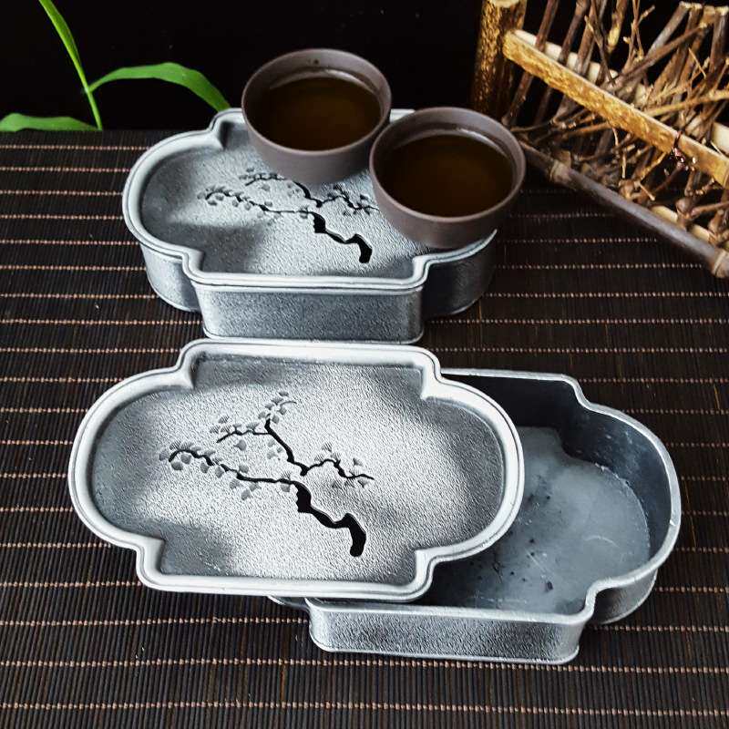 复古老锡壶承 做旧干泡盘 泡茶盘 壶垫茶杯承垫 茶道蓄水盘