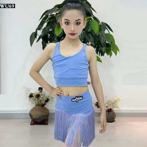 W69拉丁舞服女儿童新款专业练功服分体舞蹈裙少儿拉丁舞训练服夏