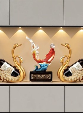 新年客厅酒柜招财装饰品摆件新中B式家居玄关电视柜年年有余工艺