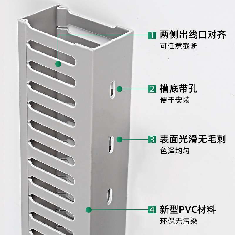 pvc线槽明装配线槽灰色塑料行线槽配电箱布线槽网线电线电缆理线