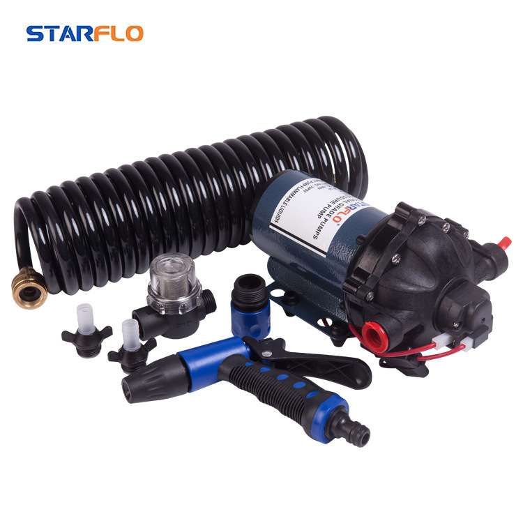 甲板冲洗隔膜抽水泵高压冲洗车泵清洗套装12V24V直流电动游艇船舶