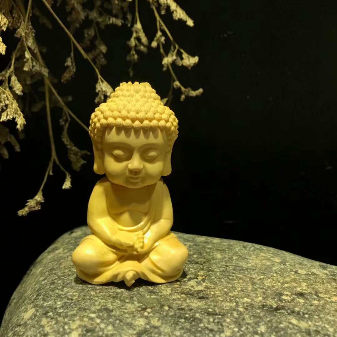 黄杨木雕如来小释迦摆件家居实木文玩手把件工艺茶宠小件汽车饰品