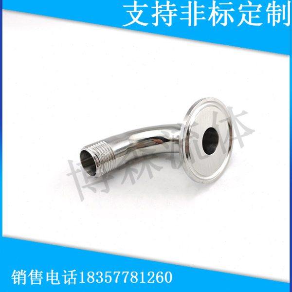 304不锈钢快装外丝弯头卫生级卡箍弯管丝扣接头螺纹卡盘接头