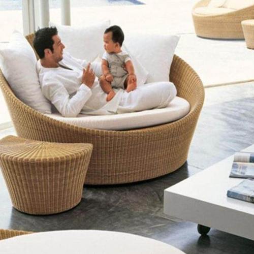 藤家具藤编圆形床休闲躺床户外沙滩沙发床庭院圆藤贵妃床拍摄躺床