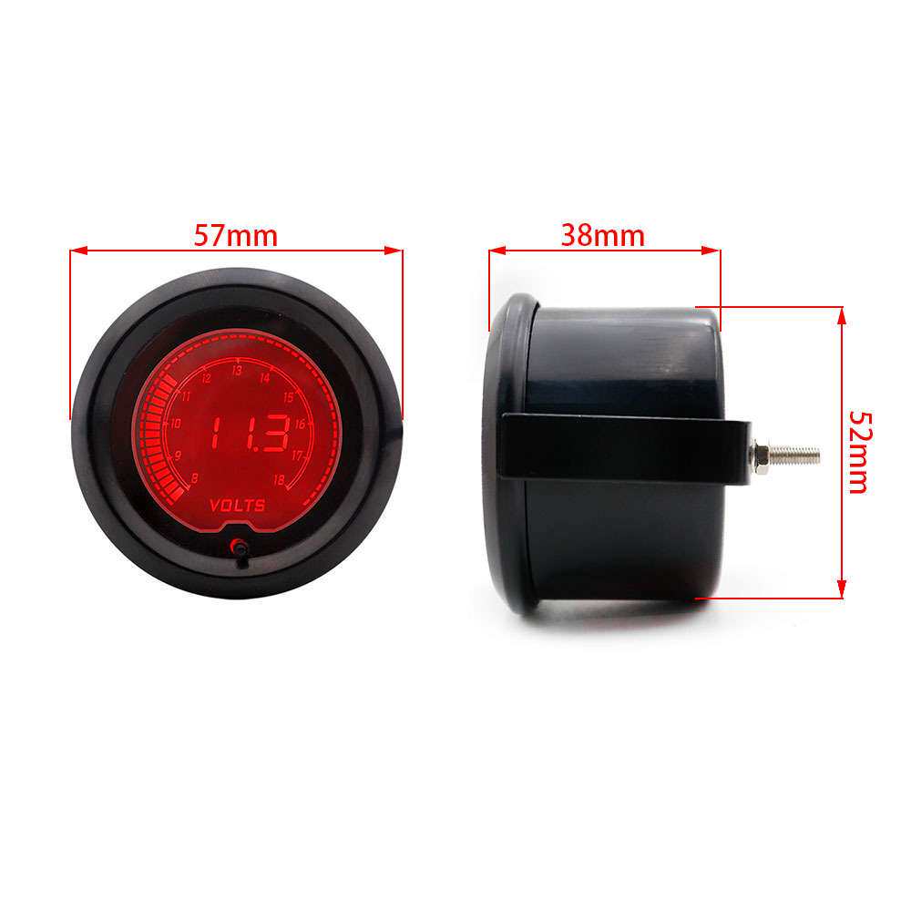 汽车改装52mm EVO电压表 7种背景灯光 液晶显示车用仪表 8-18V