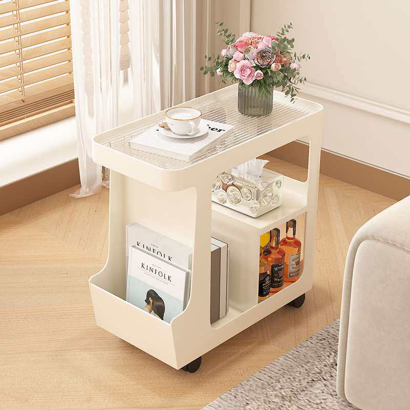 可移动茶几边柜奶油高级现代简约推车床头柜风感轻奢客厅沙发边几