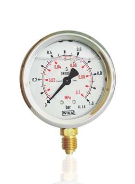 WIKA威卡不锈钢压力表耐震充油压力表径向YBN63/0~0.1MPA/0~1BAR
